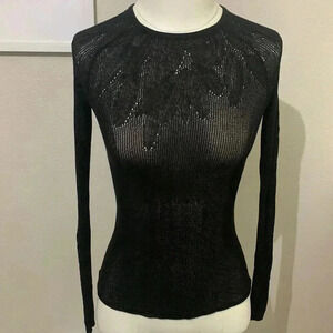 Hugo Boss Runaway Style Black Semi-Sheer Mesh Knit Long Sleeve